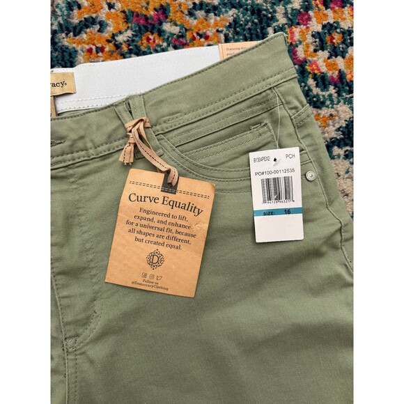 NWT Democracy Ab Technology Jeans High Rise Slim Straight Green Women's Size 16 - Picture 2 of 9